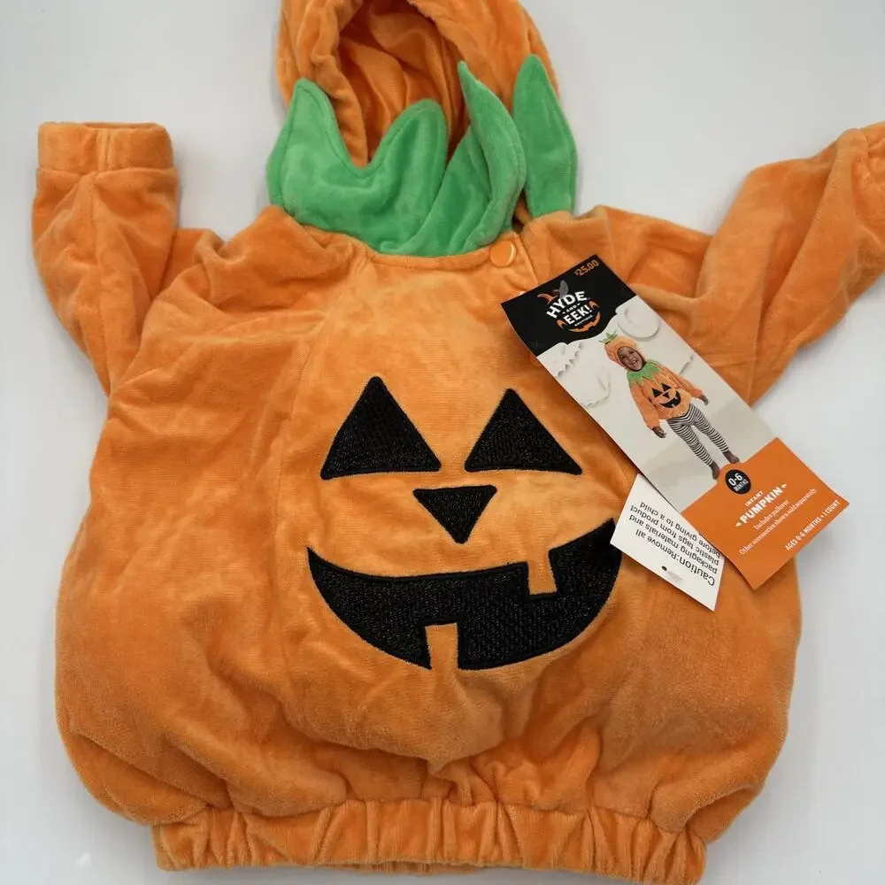 Hyde & Eek Soft Pullover Pumpkin Halloween Costume Hood Infant Baby‎ 0-6 Months